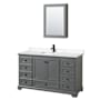 Wyndham Collection Deborah 60" Free Standing Single Basin Vanity Set with Cultured Marble Vanity Top and Framed Mirror Dark Gray / Carrara Cultured Marble Top / Matte Black Hardware
