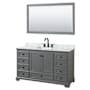 Wyndham Collection Deborah 60" Free Standing Single Vanity Set with Wood Cabinet, Marble Vanity Top, and Framed Mirror Dark Gray / White Carrara Marble Top / Matte Black Hardware