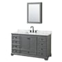 Wyndham Collection Deborah 60" Free Standing Single Vanity Set with Wood Cabinet, Marble Vanity Top, and Medicine Cabinet Dark Gray / White Carrara Marble Top / Matte Black Hardware