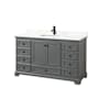 Wyndham Collection Deborah 60" Free Standing Single Basin Vanity Set with Cabinet and Quartz Vanity Top Dark Gray / Giotto Quartz Top / Matte Black Hardware