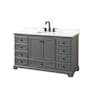 Wyndham Collection Deborah 60" Free Standing Single Basin Vanity Set with Cabinet and Quartz Vanity Top Dark Gray / Giotto Quartz Top / Matte Black Hardware