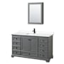 Wyndham Collection Deborah 60" Free Standing Single Basin Vanity Set with Cultured Marble Vanity Top and Framed Mirror Dark Gray / White Cultured Marble Top / Matte Black Hardware