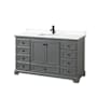 Wyndham Collection Deborah 60" Free Standing Single Basin Vanity Set with Cabinet and Quartz Vanity Top Dark Gray / White Quartz Top / Matte Black Hardware