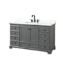 Wyndham Collection Deborah 60" Free Standing Single Basin Vanity Set with Cabinet and Quartz Vanity Top Dark Gray / White Quartz Top / Matte Black Hardware