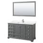 Wyndham Collection Deborah 60" Free Standing Single Basin Vanity Set with Cultured Marble Vanity Top and Framed Mirror Dark Gray / Carrara Cultured Marble Top / Polished Chrome Hardware