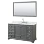Wyndham Collection Deborah 60" Free Standing Single Vanity Set with Wood Cabinet, Marble Vanity Top, and Framed Mirror Dark Gray / White Carrara Marble Top / Polished Chrome Hardware
