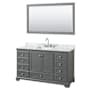 Wyndham Collection Deborah 60" Free Standing Single Vanity Set with Wood Cabinet, Marble Vanity Top, and Framed Mirror Dark Gray / White Carrara Marble Top / Polished Chrome Hardware