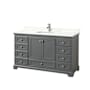 Wyndham Collection Deborah 60" Free Standing Single Basin Vanity Set with Cabinet and Quartz Vanity Top Dark Gray / Giotto Quartz Top / Polished Chrome Hardware