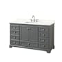 Wyndham Collection Deborah 60" Free Standing Single Basin Vanity Set with Cabinet and Quartz Vanity Top Dark Gray / Giotto Quartz Top / Polished Chrome Hardware