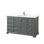 Wyndham Collection Deborah 60" Free Standing Single Basin Vanity Set with Cabinet and Quartz Vanity Top Dark Gray / White Quartz Top / Polished Chrome Hardware