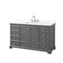 Wyndham Collection Deborah 60" Free Standing Single Basin Vanity Set with Cabinet and Quartz Vanity Top Dark Gray / White Quartz Top / Polished Chrome Hardware