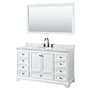 Wyndham Collection Deborah 60" Free Standing Single Vanity Set with Wood Cabinet, Marble Vanity Top, and Framed Mirror White / White Carrara Marble Top / Matte Black Hardware