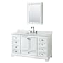 Wyndham Collection Deborah 60" Free Standing Single Vanity Set with Wood Cabinet, Marble Vanity Top, and Medicine Cabinet White / White Carrara Marble Top / Matte Black Hardware