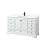 Wyndham Collection Deborah 60" Free Standing Single Basin Vanity Set with Cabinet and Quartz Vanity Top White / Giotto Quartz Top / Matte Black Hardware