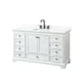 Wyndham Collection Deborah 60" Free Standing Single Basin Vanity Set with Cabinet and Quartz Vanity Top White / Giotto Quartz Top / Matte Black Hardware
