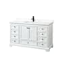 Wyndham Collection Deborah 60" Free Standing Single Basin Vanity Set with Cabinet and Quartz Vanity Top White / White Quartz Top / Matte Black Hardware