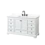 Wyndham Collection Deborah 60" Free Standing Single Basin Vanity Set with Cabinet and Quartz Vanity Top White / White Quartz Top / Matte Black Hardware