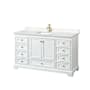 Wyndham Collection Deborah 60" Free Standing Single Basin Vanity Set with Cultured Marble Vanity Top White / Carrara Cultured Marble Top / Brushed Gold Hardware
