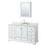 Wyndham Collection Deborah 60" Free Standing Single Vanity Set with Wood Cabinet, Marble Vanity Top, and Medicine Cabinet White / White Carrara Marble Top / Brushed Gold Hardware
