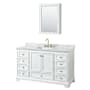 Wyndham Collection Deborah 60" Free Standing Single Vanity Set with Wood Cabinet, Marble Vanity Top, and Medicine Cabinet White / White Carrara Marble Top / Brushed Gold Hardware