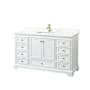 Wyndham Collection Deborah 60" Free Standing Single Basin Vanity Set with Cabinet and Quartz Vanity Top White / Giotto Quartz Top / Brushed Gold Hardware