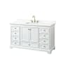 Wyndham Collection Deborah 60" Free Standing Single Basin Vanity Set with Cabinet and Quartz Vanity Top White / Giotto Quartz Top / Brushed Gold Hardware
