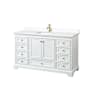 Wyndham Collection Deborah 60" Free Standing Single Basin Vanity Set with Cultured Marble Vanity Top White / White Cultured Marble Top / Brushed Gold Hardware