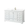 Wyndham Collection Deborah 60" Free Standing Single Basin Vanity Set with Cabinet and Quartz Vanity Top White / White Quartz Top / Brushed Gold Hardware