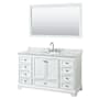 Wyndham Collection Deborah 60" Free Standing Single Vanity Set with Wood Cabinet, Marble Vanity Top, and Framed Mirror White / White Carrara Marble Top / Polished Chrome Hardware