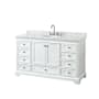 Wyndham Collection Deborah 60" Free Standing Single Vanity Set with Wood Cabinet and Marble Vanity Top White / White Carrara Marble Top / Polished Chrome Hardware