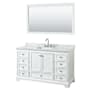 Wyndham Collection Deborah 60" Free Standing Single Vanity Set with Wood Cabinet, Marble Vanity Top, and Framed Mirror White / White Carrara Marble Top / Polished Chrome Hardware