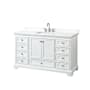 Wyndham Collection Deborah 60" Free Standing Single Basin Vanity Set with Cabinet and Quartz Vanity Top White / White Quartz Top / Polished Chrome Hardware