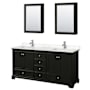Wyndham Collection Deborah 72" Free Standing Double Basin Vanity Set with Cultured Marble Vanity Top and Framed Mirror Dark Espresso / Carrara Cultured Marble Top / Polished Chrome Hardware