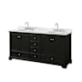 Wyndham Collection Deborah 72" Free Standing Double Vanity Set with Wood Cabinet and Marble Vanity Top Dark Espresso / White Carrara Marble Top / Polished Chrome Hardware