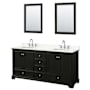 Wyndham Collection Deborah 72" Free Standing Double Basin Vanity Set with Cabinet, Quartz Vanity Top, and Framed Mirror Dark Espresso / Giotto Quartz Top / Polished Chrome Hardware
