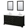 Wyndham Collection Deborah 72" Free Standing Double Basin Vanity Set with Cabinet, Quartz Vanity Top, and Framed Mirror Dark Espresso / White Quartz Top / Polished Chrome Hardware