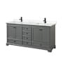 Wyndham Collection Deborah 72" Free Standing Double Basin Vanity Set with Cultured Marble Vanity Top Dark Gray / Carrara Cultured Marble Top / Matte Black Hardware
