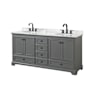 Wyndham Collection Deborah 72" Free Standing Double Vanity Set with Wood Cabinet and Marble Vanity Top Dark Gray / White Carrara Marble Top / Matte Black Hardware
