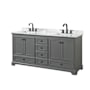 Wyndham Collection Deborah 72" Free Standing Double Vanity Set with Wood Cabinet and Marble Vanity Top Dark Gray / White Carrara Marble Top / Matte Black Hardware