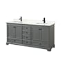 Wyndham Collection Deborah 72" Free Standing Double Basin Vanity Set with Cabinet and Quartz Vanity Top Dark Gray / Giotto Quartz Top / Matte Black Hardware
