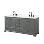 Wyndham Collection Deborah 72" Free Standing Double Basin Vanity Set with Cabinet and Quartz Vanity Top Dark Gray / Giotto Quartz Top / Matte Black Hardware