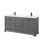 Wyndham Collection Deborah 72" Free Standing Double Basin Vanity Set with Cultured Marble Vanity Top Dark Gray / White Cultured Marble Top / Matte Black Hardware