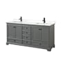 Wyndham Collection Deborah 72" Free Standing Double Basin Vanity Set with Cabinet and Quartz Vanity Top Dark Gray / White Quartz Top / Matte Black Hardware