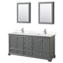 Wyndham Collection Deborah 72" Free Standing Double Basin Vanity Set with Cultured Marble Vanity Top and Framed Mirror Dark Gray / Carrara Cultured Marble Top / Polished Chrome Hardware