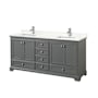 Wyndham Collection Deborah 72" Free Standing Double Basin Vanity Set with Cabinet and Quartz Vanity Top Dark Gray / Giotto Quartz Top / Polished Chrome Hardware