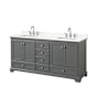 Wyndham Collection Deborah 72" Free Standing Double Basin Vanity Set with Cabinet and Quartz Vanity Top Dark Gray / Giotto Quartz Top / Polished Chrome Hardware