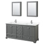 Wyndham Collection Deborah 72" Free Standing Double Basin Vanity Set with Cultured Marble Vanity Top and Framed Mirror Dark Gray / White Cultured Marble Top / Polished Chrome Hardware