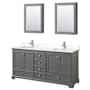 Wyndham Collection Deborah 72" Free Standing Double Basin Vanity Set with Cabinet, Quartz Vanity Top, and Medicine Cabinet Dark Gray / White Quartz Top / Polished Chrome Hardware