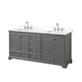 Wyndham Collection Deborah 72" Free Standing Double Basin Vanity Set with Cabinet and Quartz Vanity Top Dark Gray / White Quartz Top / Polished Chrome Hardware
