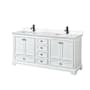 Wyndham Collection Deborah 72" Free Standing Double Basin Vanity Set with Cultured Marble Vanity Top White / Carrara Cultured Marble Top / Matte Black Hardware